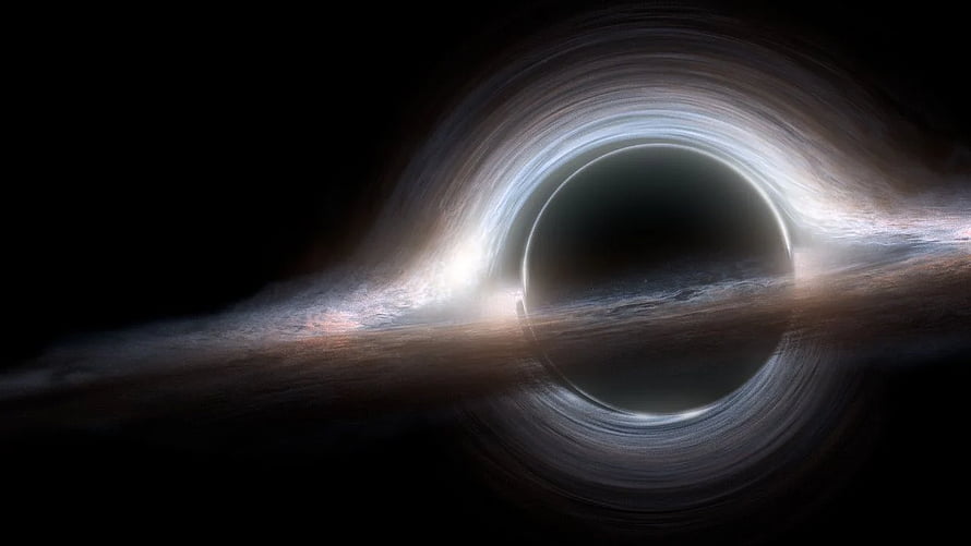 Cinematic Black Hole with Glowing Accretion Disk and Gravitational Lensing in Deep Space HD wallpaper
