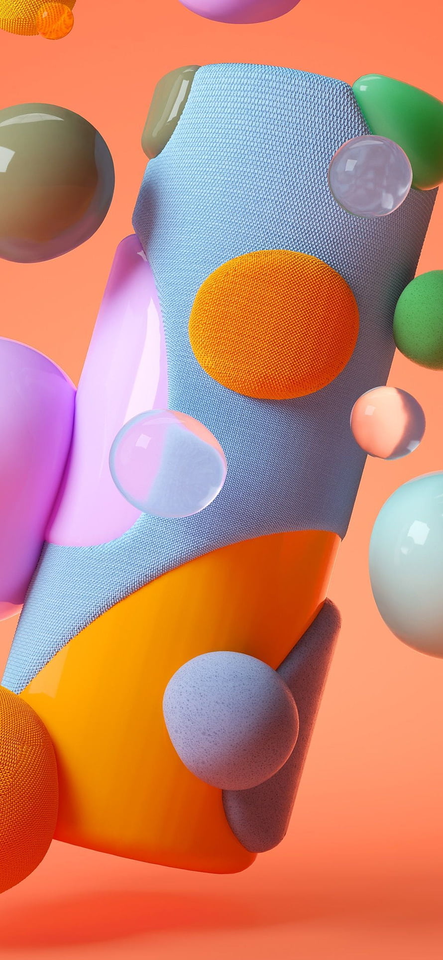 Colorful 3D Abstract Shapes With Textured Surfaces And Glossy Spheres HD phone wallpaper