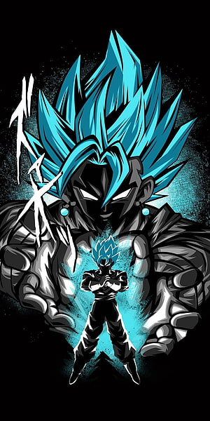 Vegito Super Saiyan Blue Anime Character Artwork with Cyan Aura HD phone wallpaper