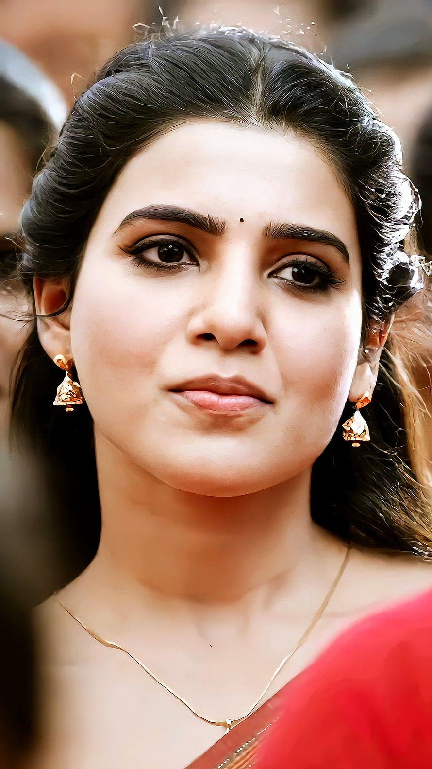 Samantha Ruth Prabhu Portrait in Red Saree with Traditional Gold Jewelry, Samantha Akkineni, telugu actress HD phone wallpaper