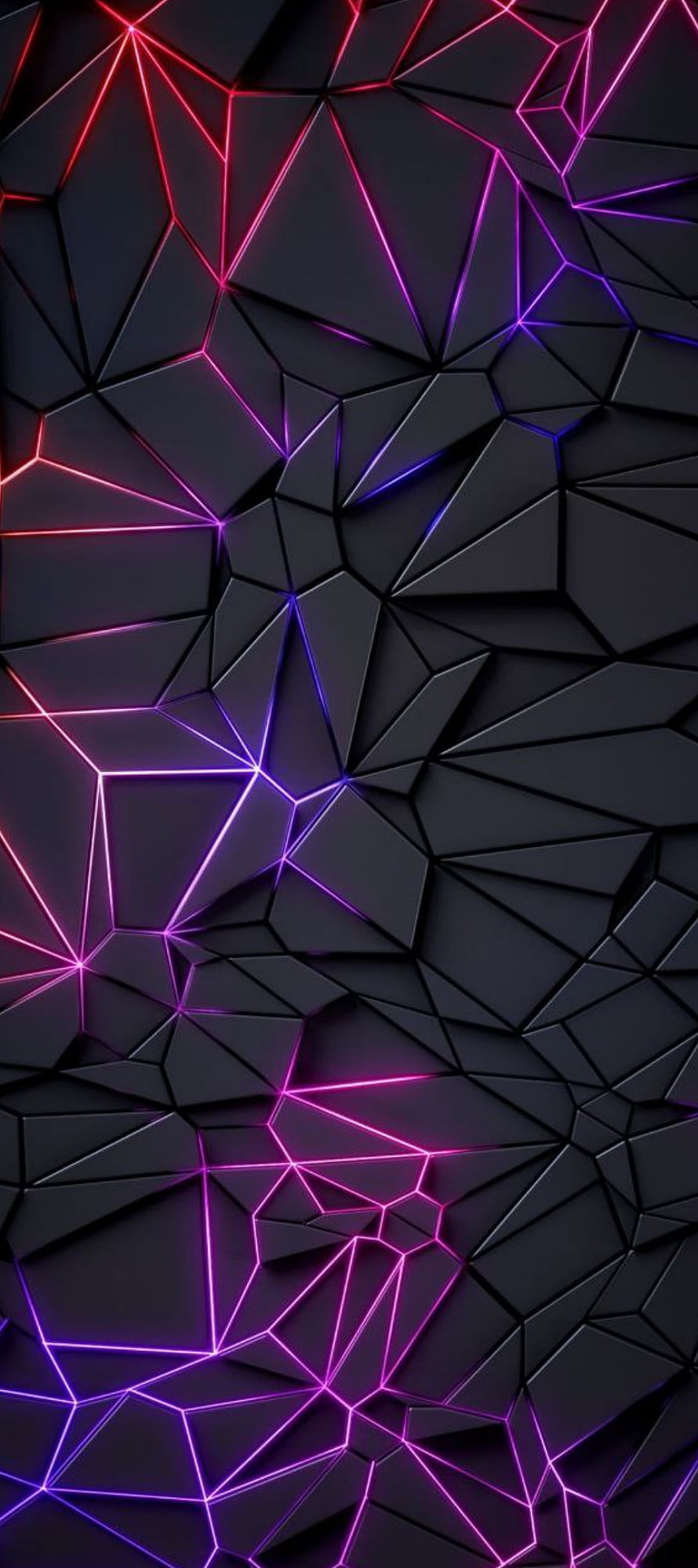 Abstract Geometric Polygon Mesh With Glowing Neon Lines HD phone wallpaper