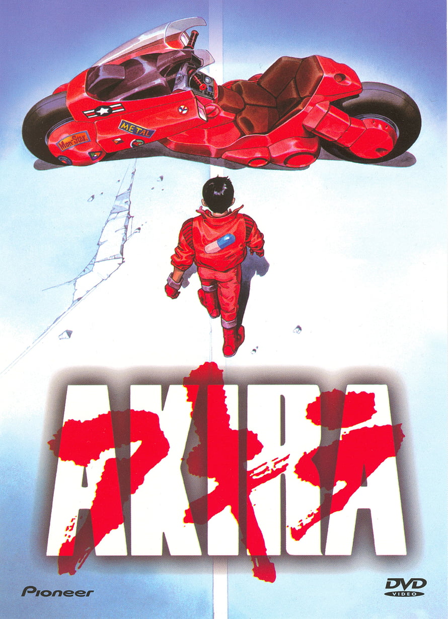 Akira Anime Poster Featuring Kaneda and His Red Motorcycle on a Cracked Road HD phone wallpaper