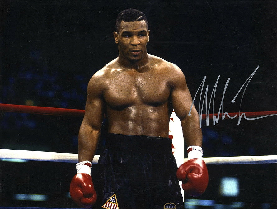 Mike Tyson in the Boxing Ring Wearing Red Gloves and Black Trunks HD wallpaper