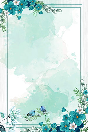 Elegant Blue Floral Watercolor Background with Birds HD phone wallpaper