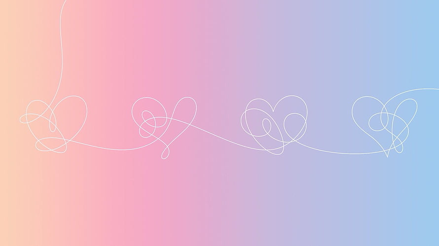Minimalist Continuous Line Art Hearts on Soft Pastel Gradient Background HD wallpaper