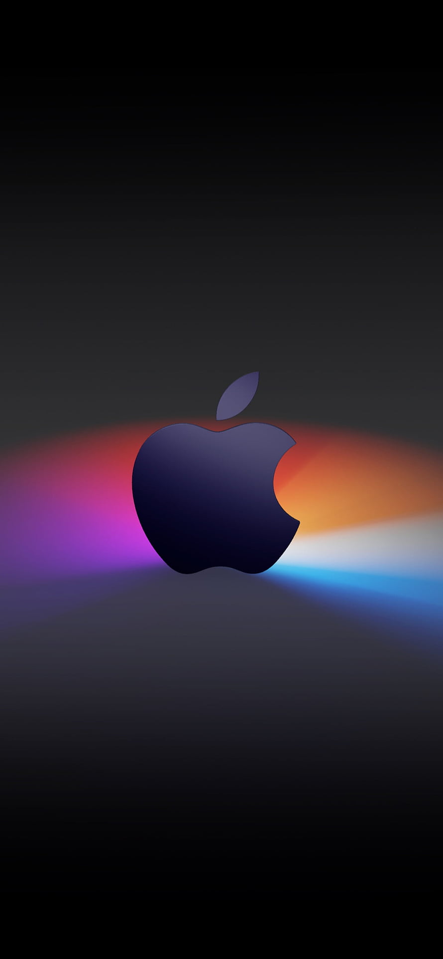 Apple Logo on Dark Background with Vibrant Colorful Light Glow HD phone wallpaper