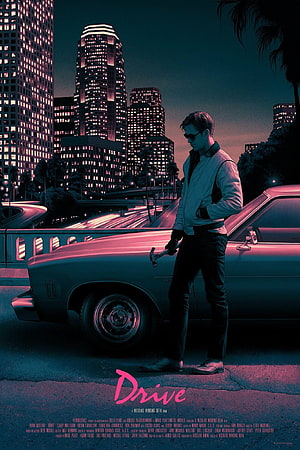 Drive Movie Poster Ryan Gosling Neon Cityscape HD phone wallpaper