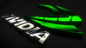 NVIDIA 3D Logo with Glowing Green Emblem on Dark Background HD wallpaper