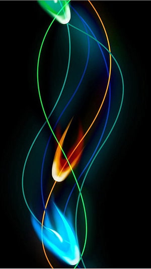 Abstract Neon Light Trails with Colorful Glowing Orbs on Black Background HD phone wallpaper