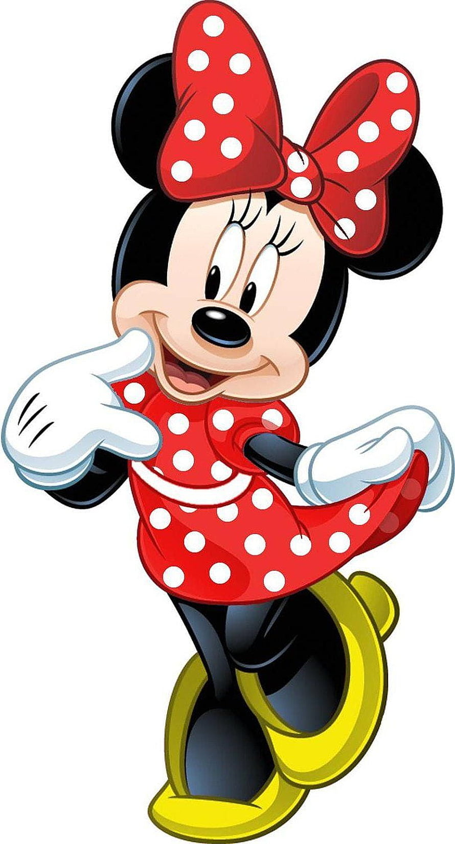 Minnie Mouse in Red Polka Dot Dress and Bow Character Illustration HD phone wallpaper