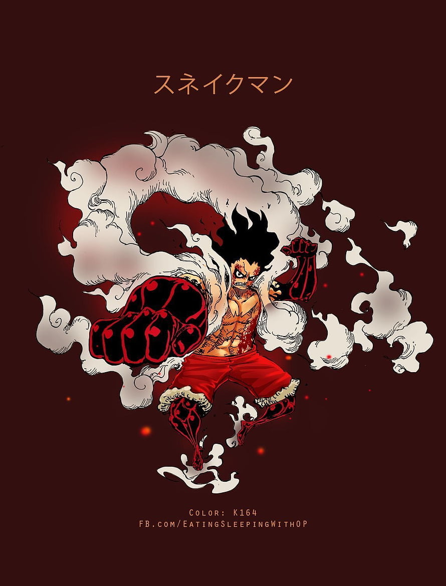 One Piece Luffy Gear 4 Snakeman Anime Illustration with Red Smoke and Dark Background, GEAR 4th Snakeman. One piece gear 4, One piece luffy, One piece manga HD phone wallpaper