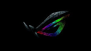 Asus ROG RGB Gaming Logo with Cracked Texture and Neon Rainbow Glow on Black Background HD wallpaper