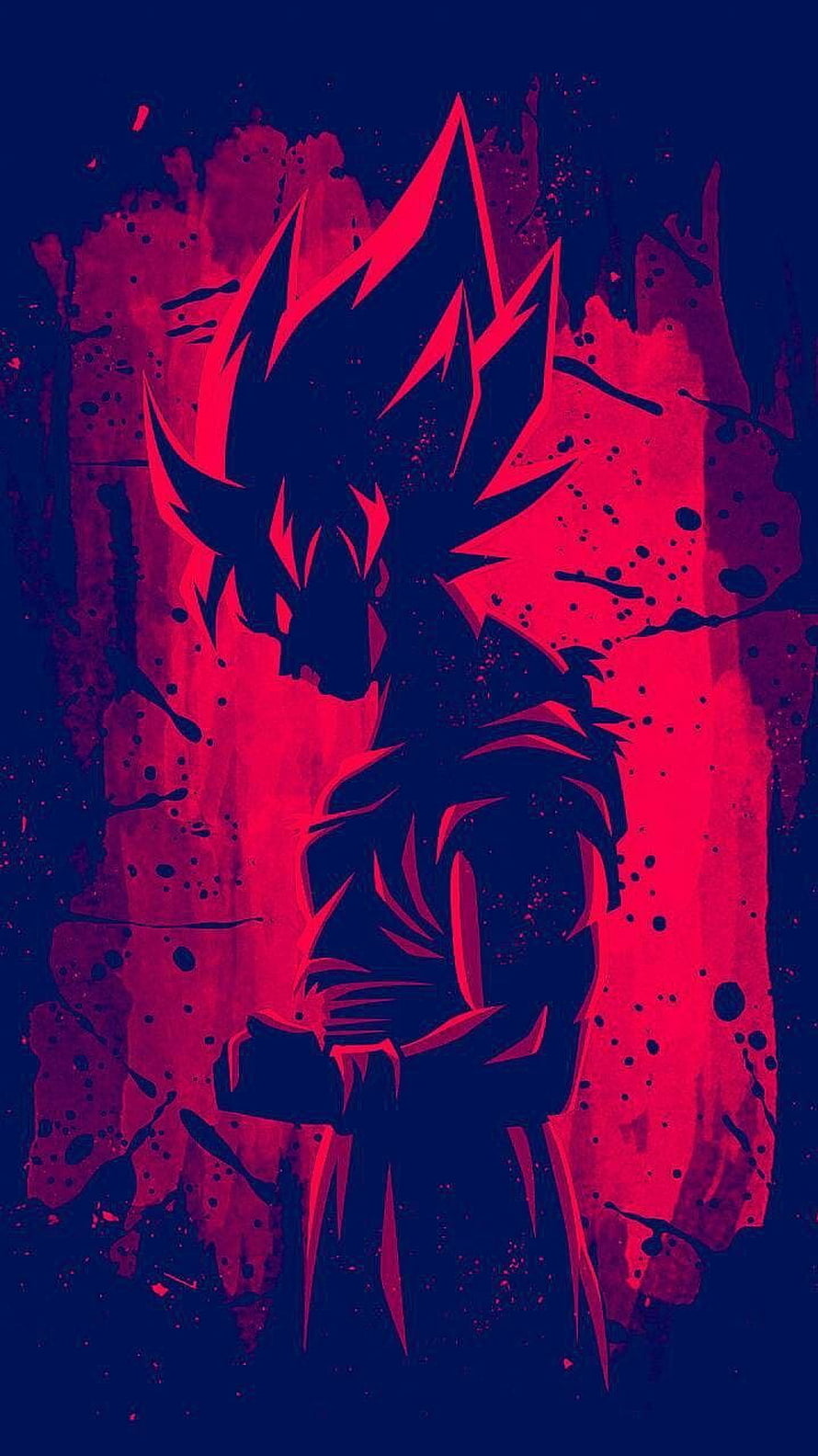 Dragon Ball Z Goku Super Saiyan Silhouette with Red Ink Splatter Background HD phone wallpaper