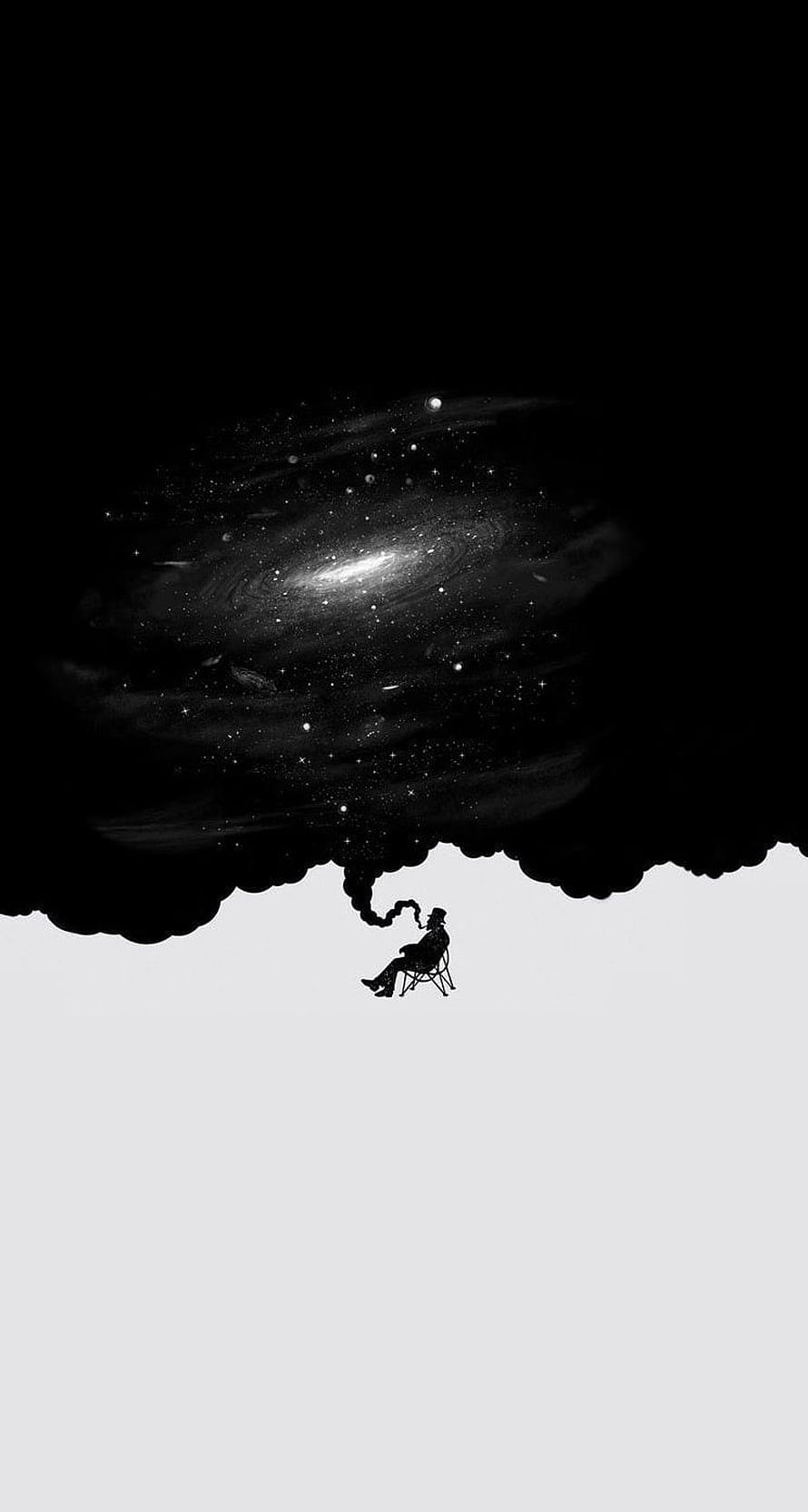Silhouette of a Man Smoking with a Galaxy in the Smoke Cloud, Psychedelic , Dark Psychedelic HD phone wallpaper