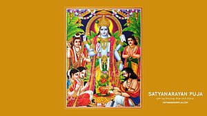 Satyanarayan Puja Wallpaper Featuring Lord Vishnu and Devotees HD wallpaper