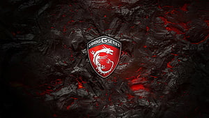 MSI Gaming G Series Dragon Logo on Dark Volcanic Rock Background HD wallpaper