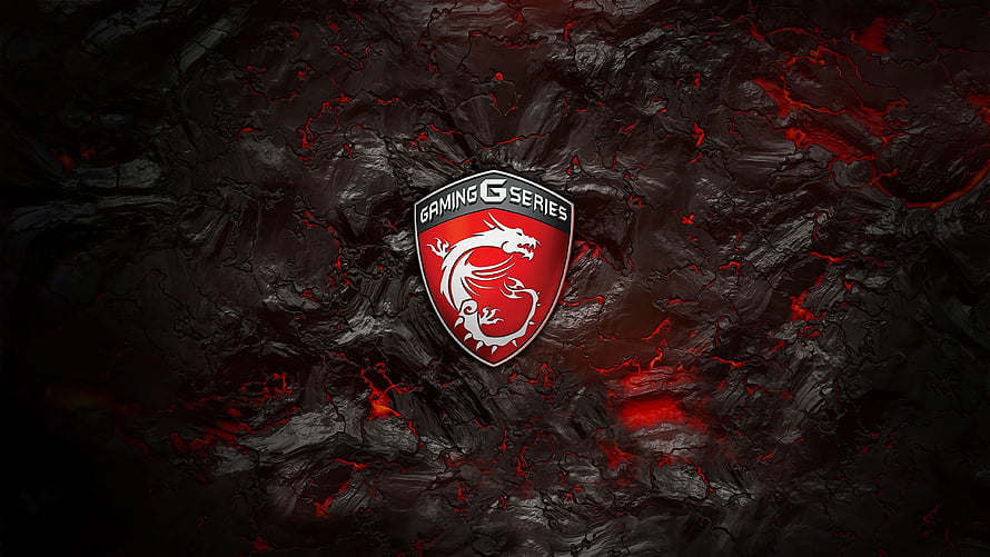 MSI Gaming G Series Dragon Logo on Dark Volcanic Rock Background HD wallpaper