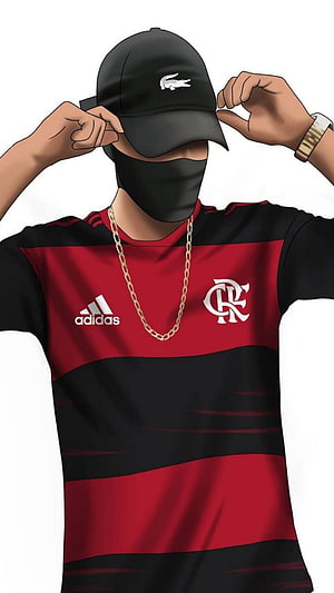 Flamengo Fan Wearing Adidas Jersey and Lacoste Cap in Digital Illustration HD phone wallpaper