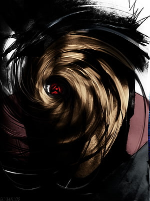 Mystical Sharingan Eye with Swirling Golden and Black Vortex Anime Wallpaper HD phone wallpaper