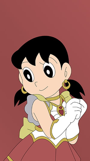 Shizuka from Doraemon in a Fantasy Princess Costume with Pigtails and Gold Jewelry HD phone wallpaper