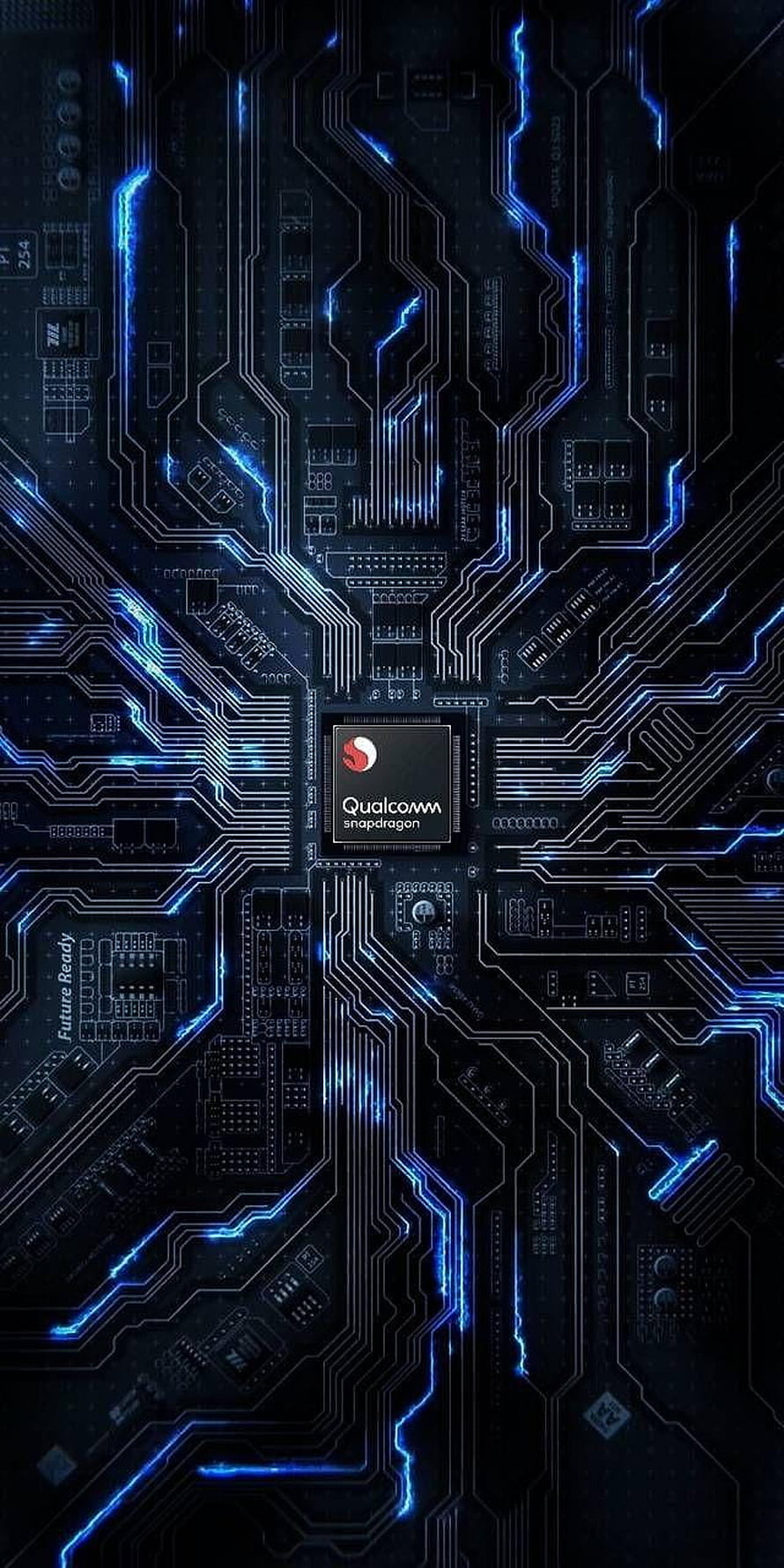 Qualcomm Snapdragon Processor on Glowing Blue Circuit Board HD phone wallpaper
