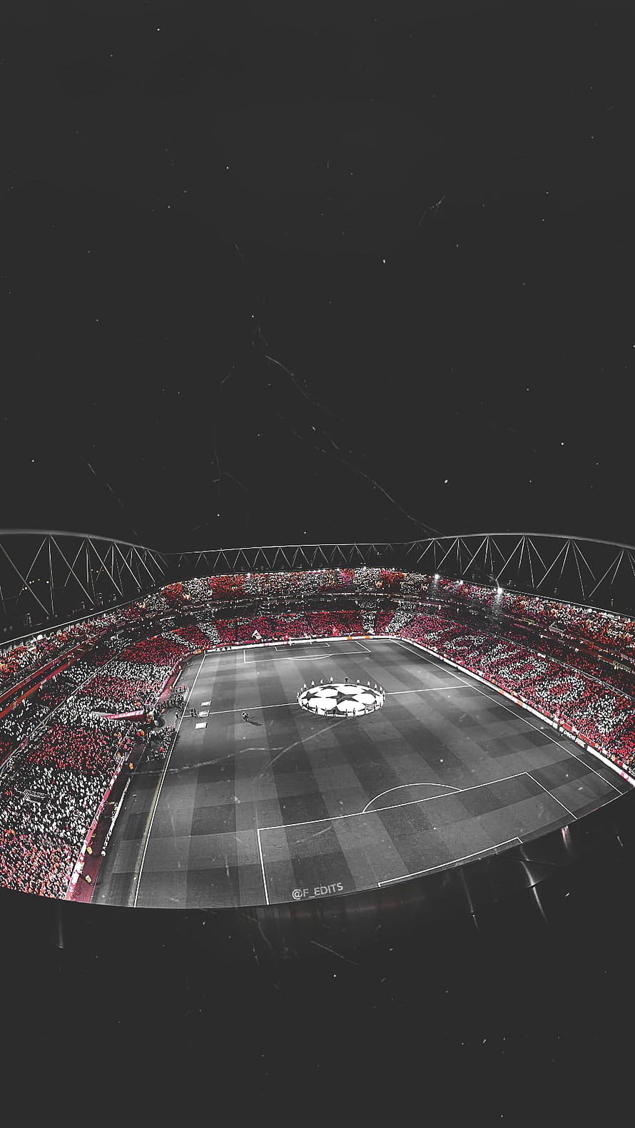 Emirates Stadium Night Match Atmosphere with Arsenal Fans and Champions League Logo HD phone wallpaper