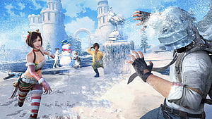 PUBG Mobile Winter Wonderland Snowball Fight with Castle Background HD wallpaper