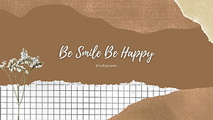 Warm Brown Minimalist Design with White Flowers and Grid Pattern HD wallpaper