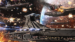 Star Wars Clone Wars Republic Venator Fleet in Epic Space Battle HD wallpaper