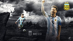 Lionel Messi Argentina National Team Dramatic Landscape Wallpaper HD wallpaper