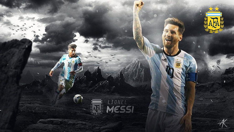 Lionel Messi Argentina National Team Dramatic Landscape Wallpaper HD wallpaper