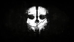 Dark Grunge Skull Artwork With Cracks And Splatter Effects HD wallpaper