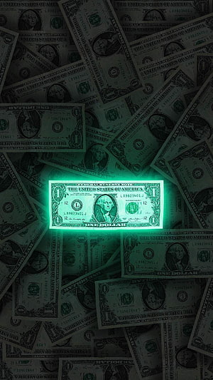 Glowing One Dollar Bill Surrounded by Dark Currency Background HD phone wallpaper