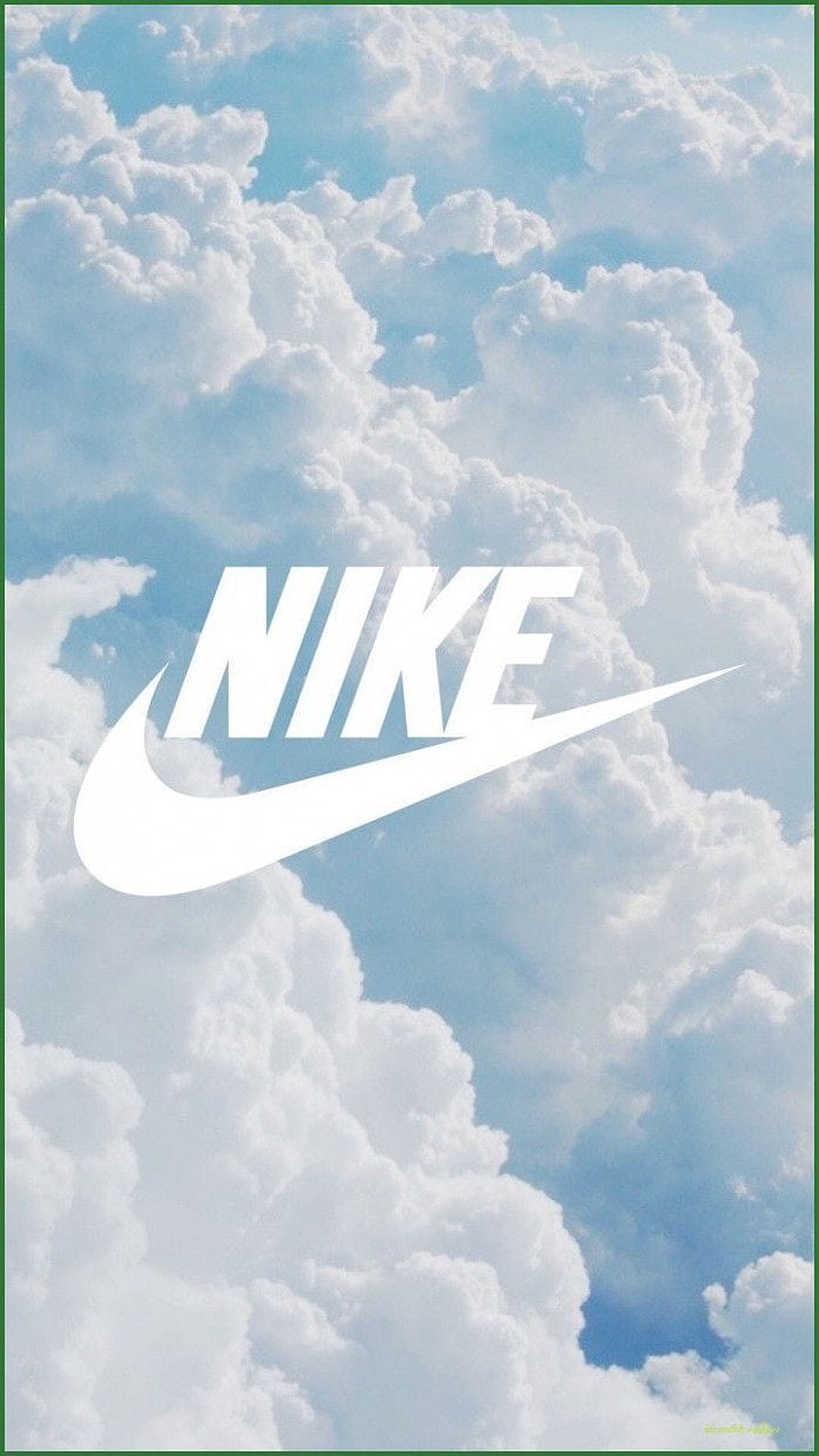 Nike Logo Over Fluffy White Clouds In A Bright Blue Sky Aesthetic Wallpaper HD phone wallpaper