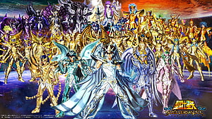 Saint Seiya Soldiers Soul Cast of Armored Warriors and Gold Saints HD wallpaper