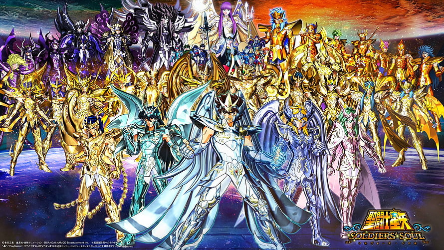 Saint Seiya Soldiers Soul Cast of Armored Warriors and Gold Saints HD wallpaper