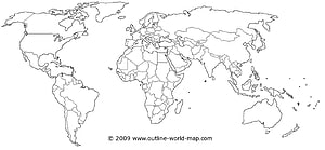 Blank World Map Outline with Country Borders for Educational Use HD wallpaper