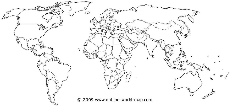 Blank World Map Outline with Country Borders for Educational Use HD wallpaper