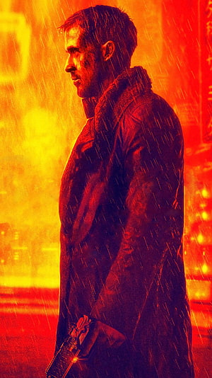 Blade Runner 2049 Character Profile in Rain and Fire HD phone wallpaper