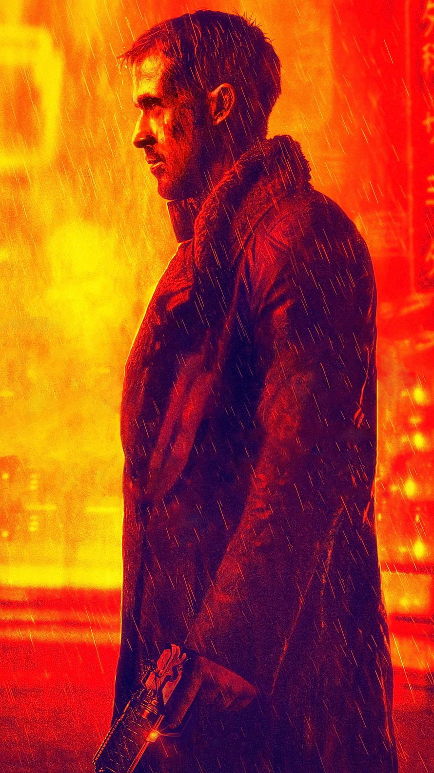 Blade Runner 2049 Character Profile in Rain and Fire HD phone wallpaper