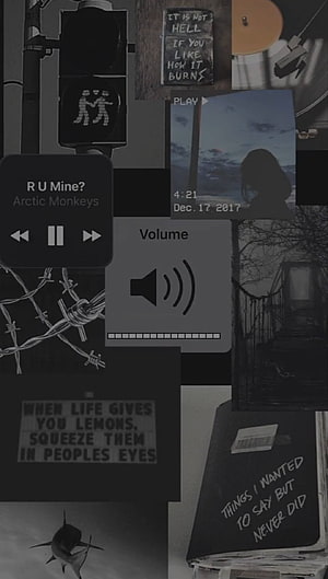 Dark Grunge Aesthetic Collage Wallpaper with Music Player and Quotes HD phone wallpaper