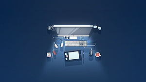Top View Digital Artist Workspace With Graphics Tablet And Computer HD wallpaper