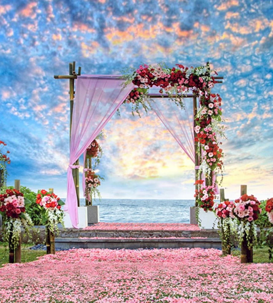 Romantic Beach Wedding Arch With Pink Petals And Sunset Sky, Beach Wedding Venue For Romantic Wedding Ideas. Outdoor wedding backdrops, Wedding venues beach, Beach wedding graphy, Nature Wedding HD phone wallpaper