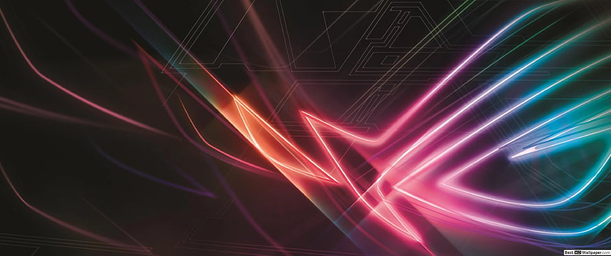Asus ROG Neon Abstract Wallpaper with Glowing Geometric Lines HD wallpaper