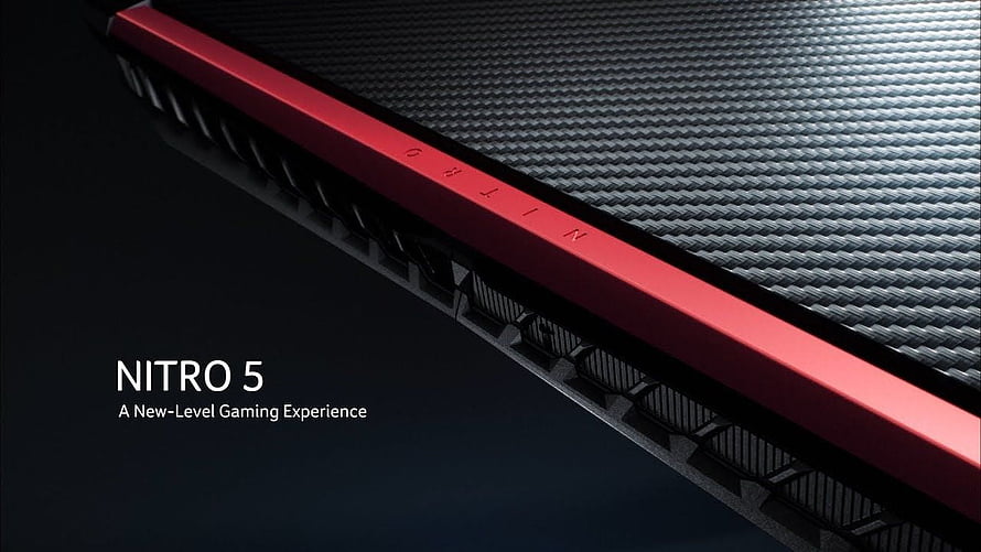 Acer Nitro 5 Gaming Laptop Carbon Fiber Texture and Red Accent Detail HD wallpaper