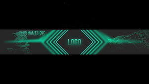 Neon Green Geometric Banner Template with Glowing Chevrons and Particle Effects HD wallpaper