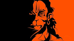 Orange and Black Stylized Illustration of Hanuman the Monkey God, Bajrang Dal - Bajrang Dal India HD wallpaper