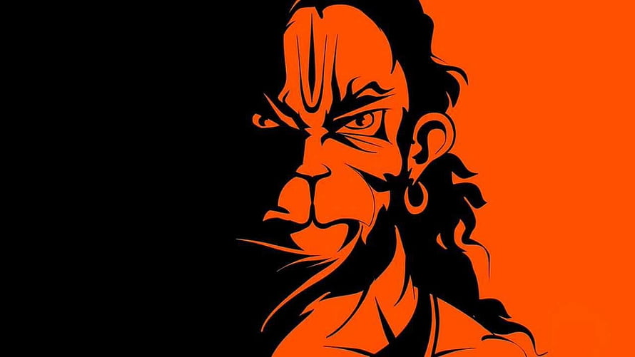 Orange and Black Stylized Illustration of Hanuman the Monkey God, Bajrang Dal - Bajrang Dal India HD wallpaper