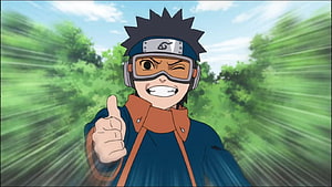 Young Obito Uchiha Giving a Thumbs Up in Naruto Anime HD wallpaper