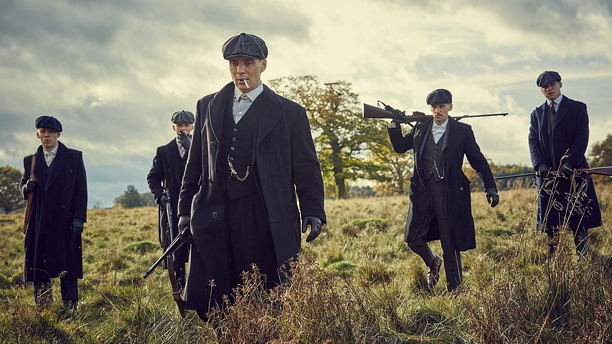 Peaky Blinders Gang Walking Through Grassy Field With Firearms HD wallpaper